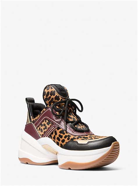 Olympia Leopard Print Calf Hair Trainer 